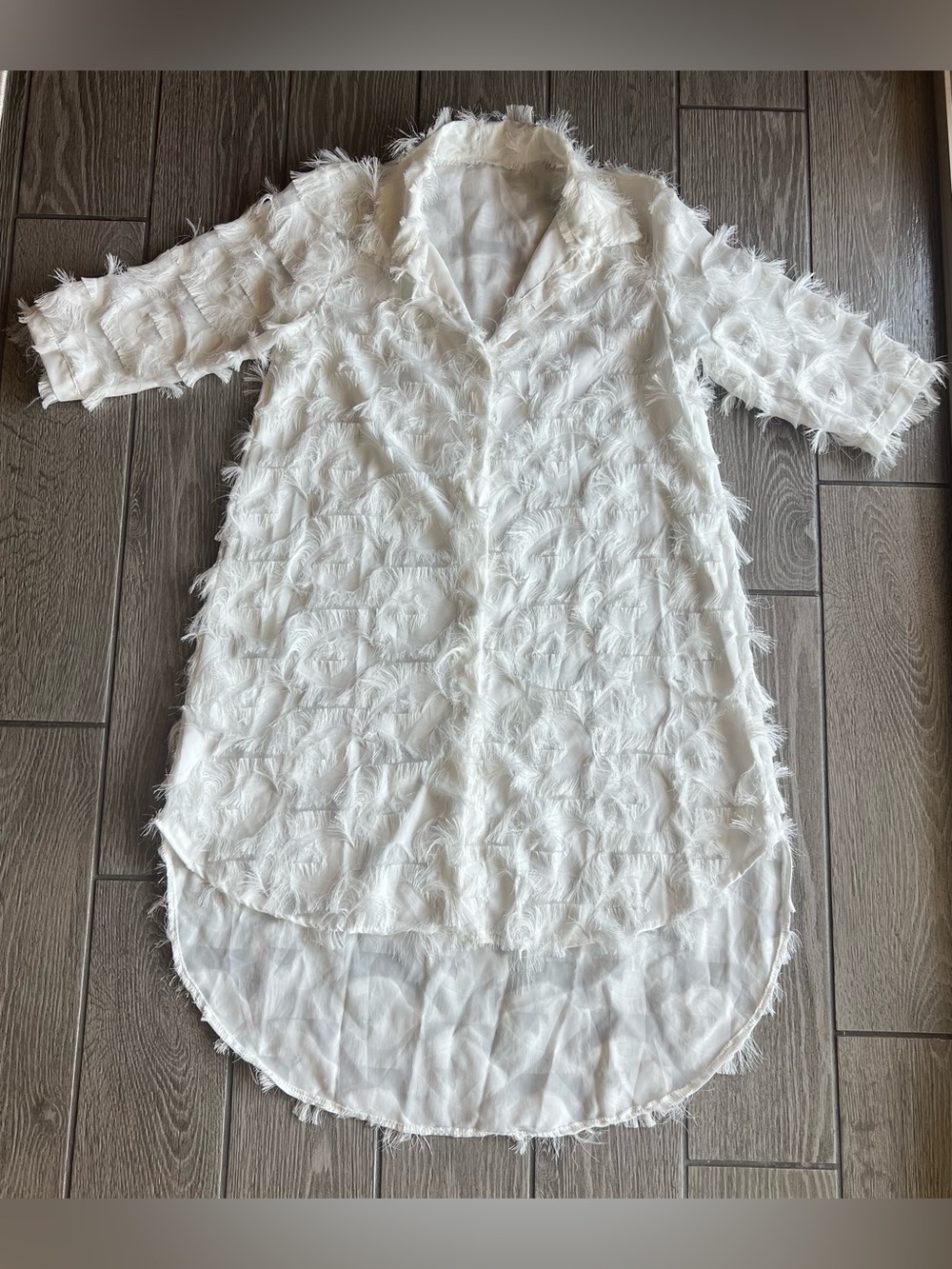 White Feathered Women's Swim Suit Cover-Up Dress NWOT Size Small - Picture 5 of 14